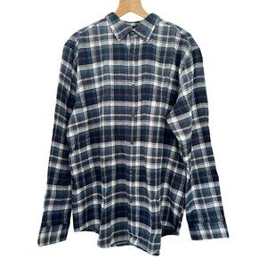 Croft & Barrow Men's Sz L Blue & White Plaid Flannel Long Sleeve Button Up Shirt